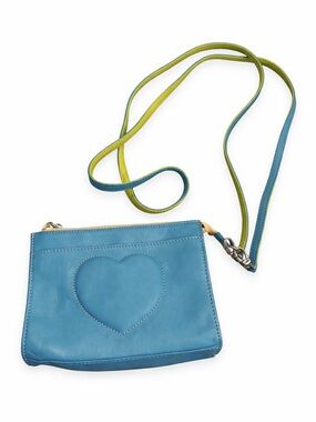 Brighton Orchard Pouch Crossbody 6x6 Ocean Lime Blue Heart Bag NWT